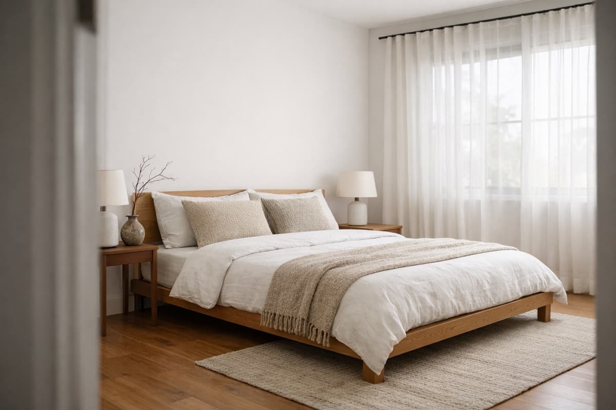 Japandi style Bedroom interior design transformation